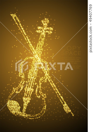 Abstract Shiny Bokeh star pattern Violin and bow Abstract Shiny Bokeh star pattern Violin and bow 49407769
