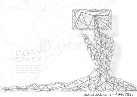 Hand touch screen smartphone shape wireframe Hand touch screen smartphone shape wireframe 49407822