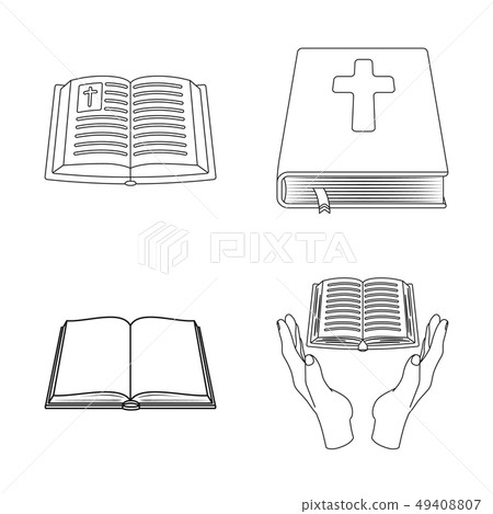 Vector illustration of book and christian icon. Collection of book and holy vector icon for stock. Vector illustration of book and christian icon. Collection of book and holy vector icon for stock. 49408807