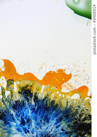 Colorful liquids mixed together to abstract shapes 49408914