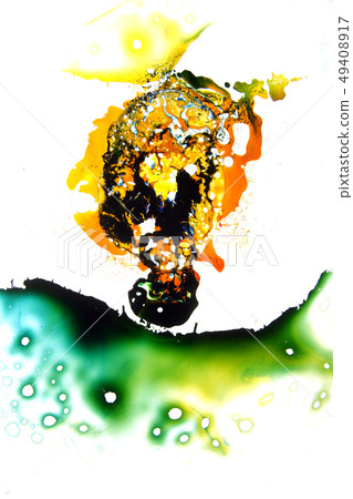 Colorful liquids mixed together to abstract shapes 49408917