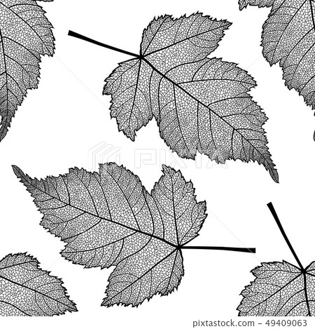 Vector seamless pattern with skeletonized leaves 49409063
