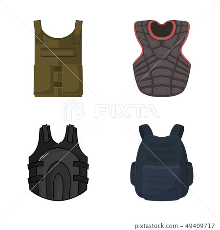 Vector illustration of flak and jacket symbol. Set of flak and body vector icon for stock. 49409717