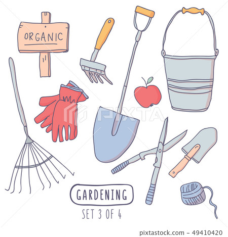 Vector illustration of gardening elements - Stock Illustration ...