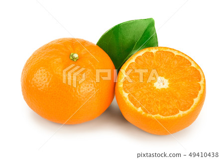 tangerine or mandarin fruit with leaves isolated on white background tangerine or mandarin fruit with leaves isolated on white background 49410438