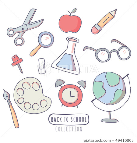 Back to school stickers set with school supplies Back to school stickers set with school supplies 49410803