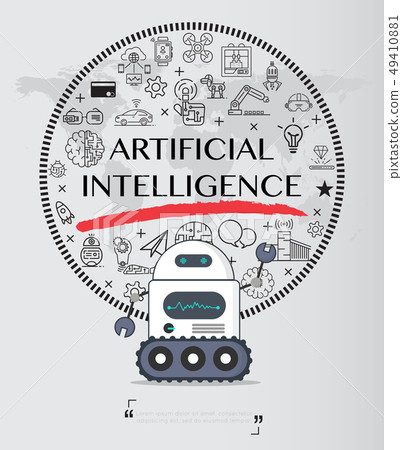 Robot with artificial intelligence icon pack - Stock Illustration ...