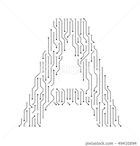 Alphabet A shape digital line design Alphabet A shape digital line design 49410894