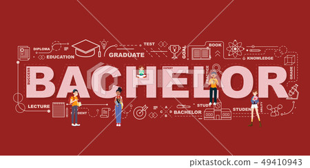 Design Concept Of Word Bachelor Website Banner. 49410943