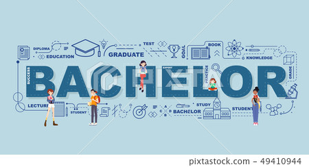Design Concept Of Word Bachelor Website Banner. 49410944