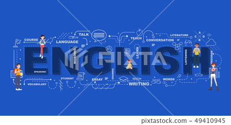 English word for education with icons flat design 49410945
