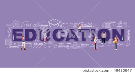 Design Concept Of Word EDUCATION Website Banner. Design Concept Of Word EDUCATION Website Banner. 49410947