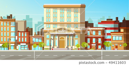 Modern city buildings flat vector background 49411603
