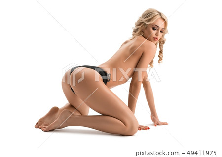 Blonde topless staying on her knees shot 49411975