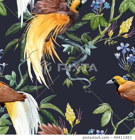 Watercolor tropical seamless pattern 49411983