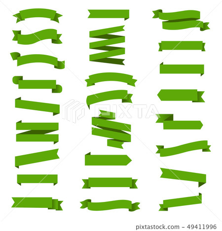 Green Ribbon Set In Isolated Background 49411996