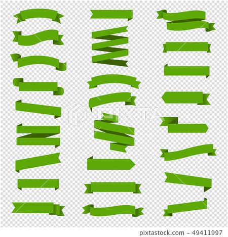 Green Ribbon Set In Isolated Transparent 49411997