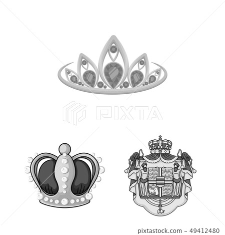 Isolated object of crown and royal logo. Set of crown and jewelry vector icon for stock. 49412480