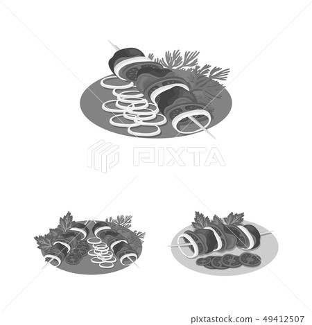 Isolated object of  and grill symbol. Collection of  and charcoal stock symbol for web. 49412507