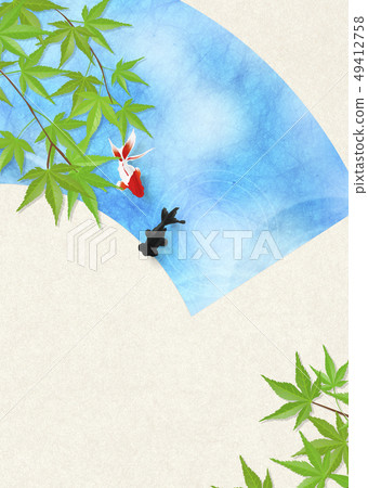 Japanese paper-Japanese painting-goldfish-summer greetings-cooling sensation-water-fan Japanese paper-Japanese painting-goldfish-summer greetings-cooling sensation-water-fan 49412758