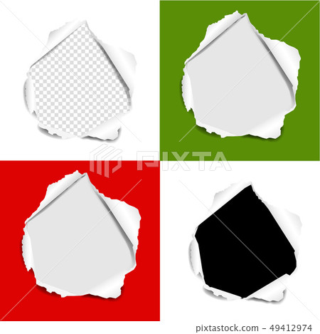 Hole Torn Paper Set Isolated background 49412974