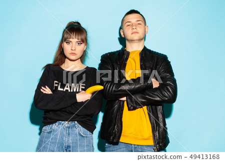 Close up fashion portrait of two young pretty hipster teens Close up fashion portrait of two young pretty hipster teens 49413168