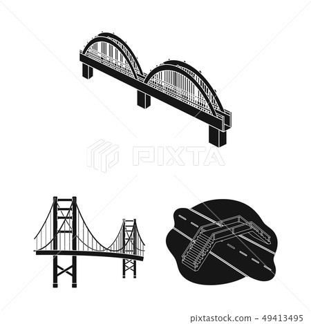 Vector design of bridge and construction logo. Collection of bridge and arch stock symbol for web. 49413495