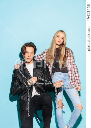 Close up fashion portrait of two young pretty hipster teens Close up fashion portrait of two young pretty hipster teens 49413496
