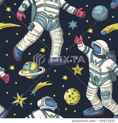Astronaut vector seamless pattern. 49415045
