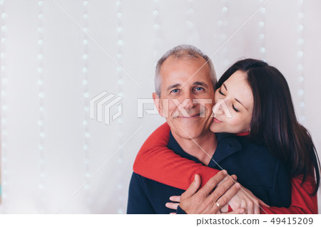 couple in love hugs on white background. man and 49415209