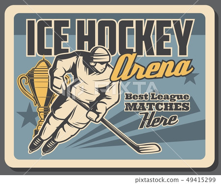 Ice hockey sport tournament, player on arena rink Ice hockey sport tournament, player on arena rink 49415299