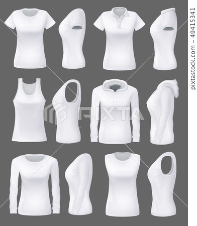 Woman clothing mockup models, white sport shirts Woman clothing mockup models, white sport shirts 49415341