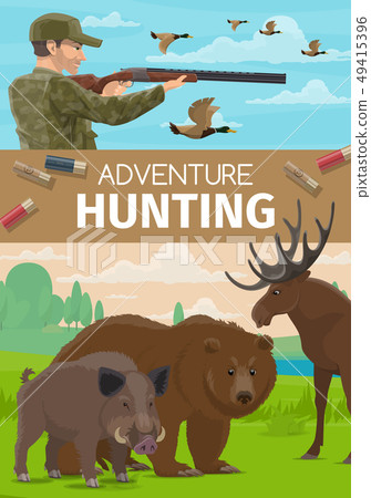 Animals hunting open season, hunter club adventure Animals hunting open season, hunter club adventure 49415396