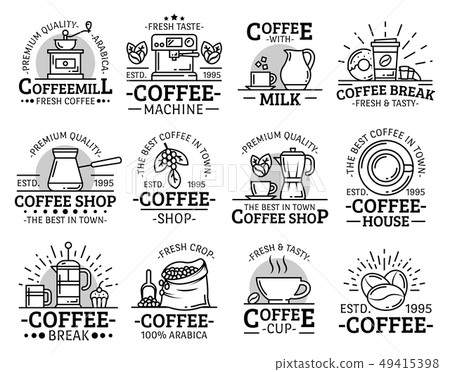 Coffeeshop and coffeehouse coffee cup line icons Coffeeshop and coffeehouse coffee cup line icons 49415398