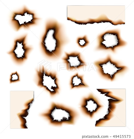 Paper burnt holes and fire scorched torn edges Paper burnt holes and fire scorched torn edges 49415573