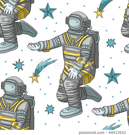 Astronaut vector seamless pattern. 49415632