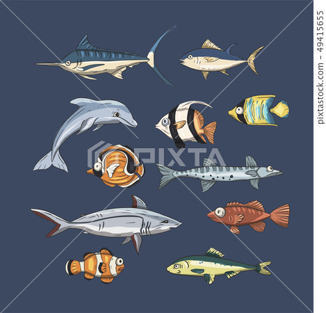 Underwater fishes. Vector set Underwater fishes. Vector set 49415655