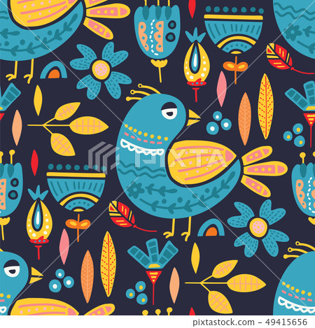 Tribal bird seamless vector pattern. Tribal bird seamless vector pattern. 49415656