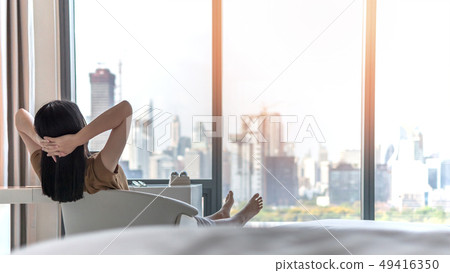 Life quality concept with young woman relaxing  49416350