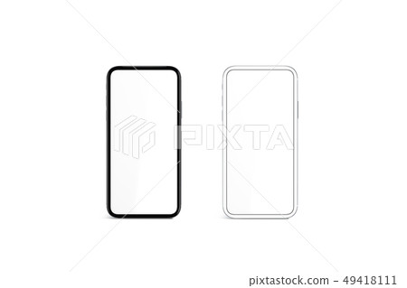 Blank white screen in black and silver phone frame Blank white screen in black and silver phone frame 49418111