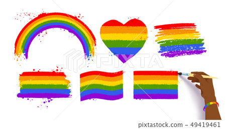 Hand drawing rainbow LGBT flag color symbols Hand drawing rainbow LGBT flag color symbols 49419461