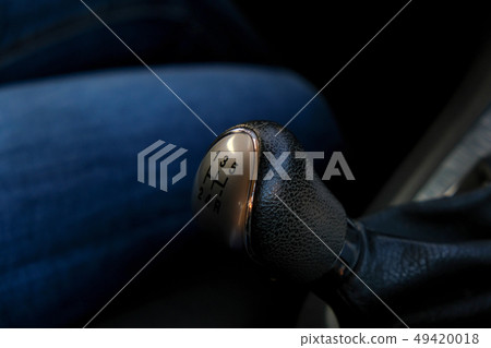 Closeup of manual gear shifter on manual transmission 49420018