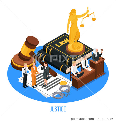 Law Justice Isometric Composition 49420046