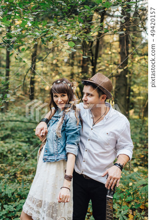 Love story of beautiful young couple at nature Love story of beautiful young couple at nature 49420157
