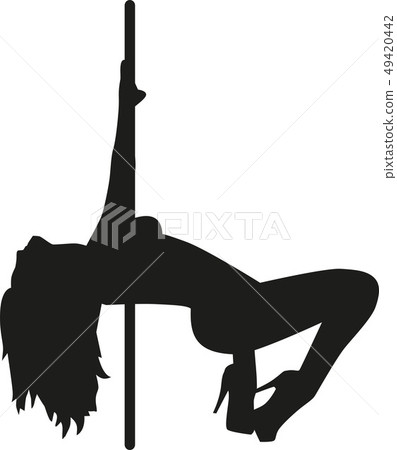 Silhouette of a pole dancing woman 49420442