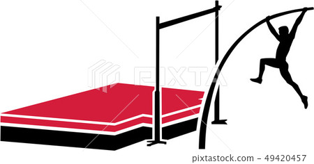 Athlete at the pole vault system Athlete at the pole vault system 49420457