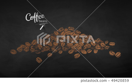 Vector chalk drawn sketch of pile of coffee beans 49420859