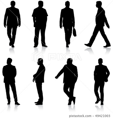 Black silhouette group of people standing in Black silhouette group of people standing in 49421003