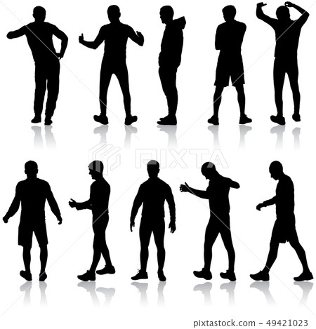 Silhouette Group of People Standing on White 49421023