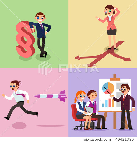 Set of business illustration. Working men and women. Set of business illustration. Working men and women. 49421389